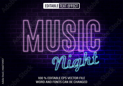 Canvas Print Music Night Neon editable text effect 3d style template