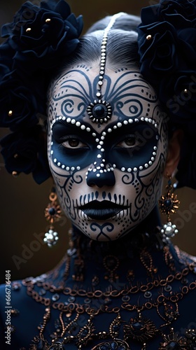 Colorful portrait day of the dead makeup