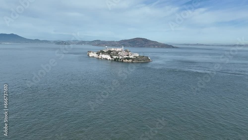 Alcatraz Island At San Francisco In California United States. Megalopolis Downtown Cityscape. Business Travel. Alcatraz Island At San Francisco In California United States. 