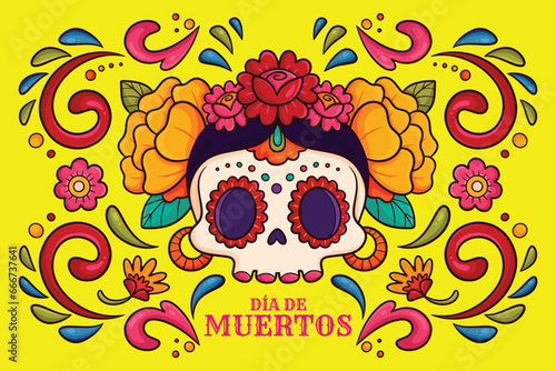 hand drawn dia de muertos background design vector illustration
