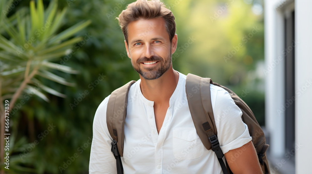 Confident Elegance: Smiling Middle-Aged Caucasian Man Confident Elegance: Smiling Middle-Aged Caucasian Man
