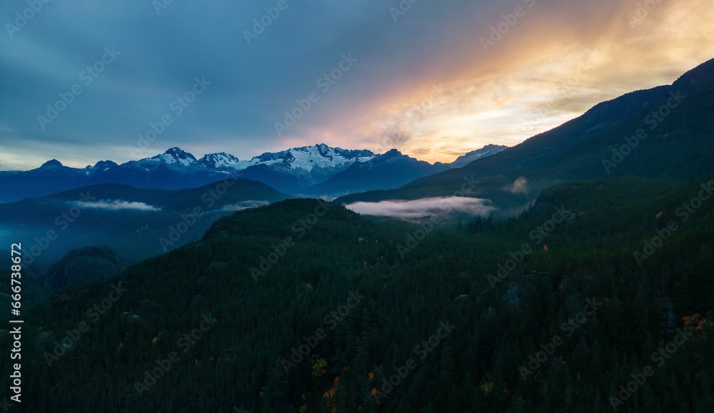 Aerial Canadian Mountain Landscape. Nature Background Panorama.