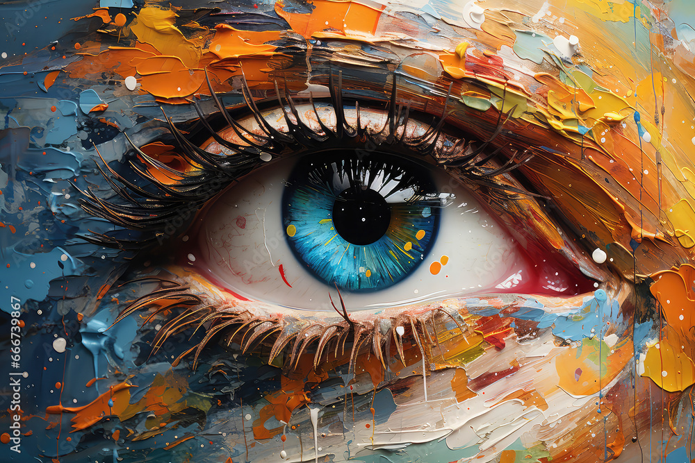 Fototapeta premium sztuka komputerowa przedstawiająca oko malowane grubo pędzlem.