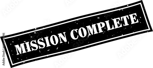 mission complete square grunge rubber stamp photo