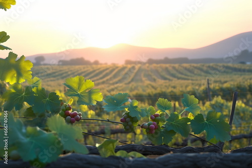 Vineyard at Sunset  Grapevines Bathed in the Warm Glow of the Setting Sun