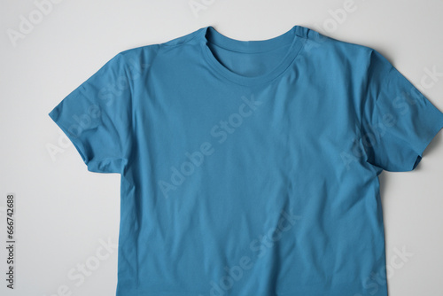 Blue Cotton Shirt for Branding Mockups, Product Design, White T-shirt Template