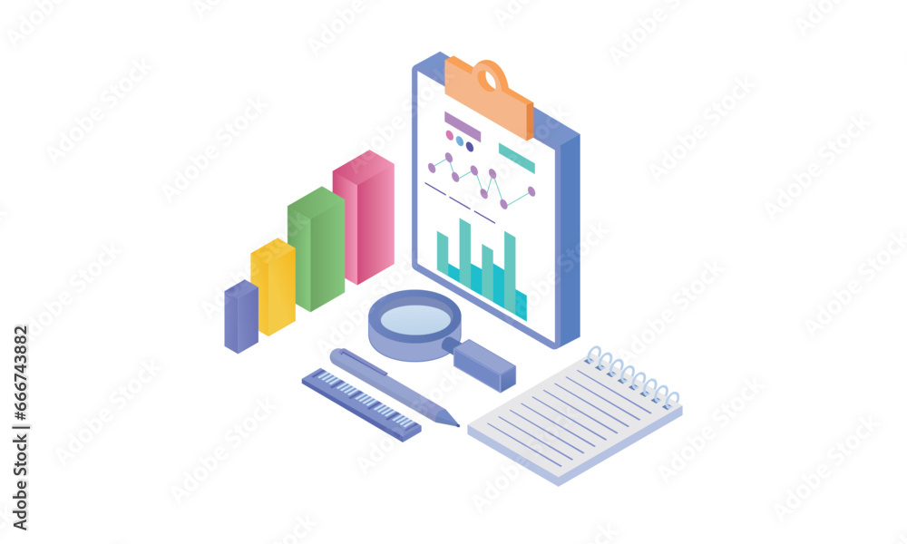Answering questions. Scene for online public survey, statistical study or research, opinion poll.on white background.3D design.isometric vector design Illustration. Answering questions. Scene for online public survey, statistical study or research, opinion poll.on white background.3D design.isometric vector design Illustration.