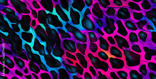 Leopard skin print seamless hand drawn neon colors pattern 