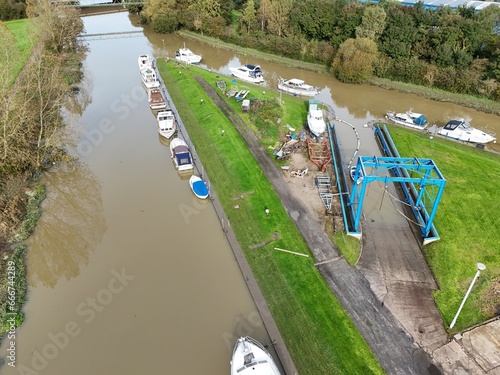 aerial view of Brigg Marina on the River Ancholme,  Lincolnshire photo