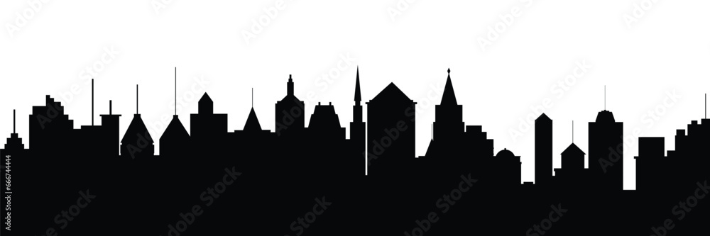 City silhouette banner. Skyscrapers silhouette. Vector illustration. 