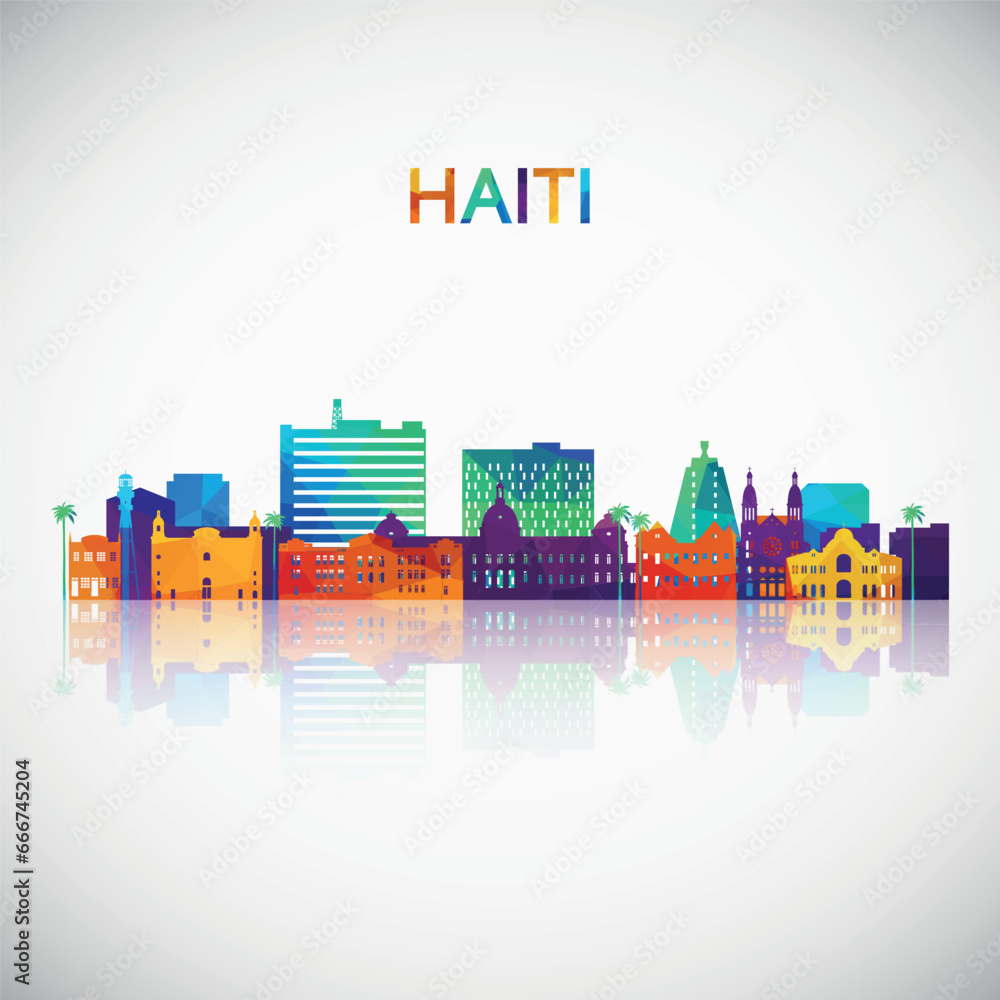 Haiti skyline silhouette in colorful geometric style. Symbol for your design. Vector illustration.