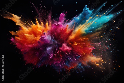 Rainbow colored particles exploding © blvdone