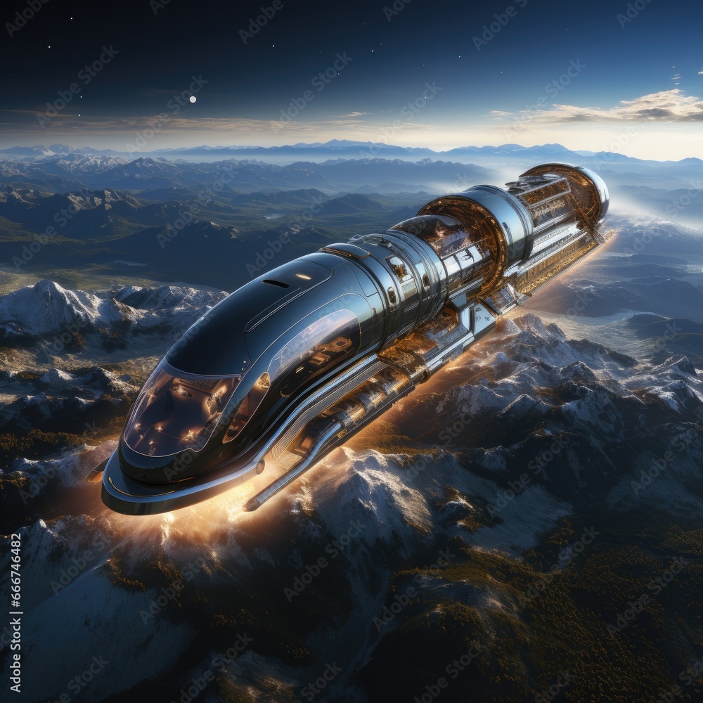 Fototapeta premium Future of travel, space tourism train