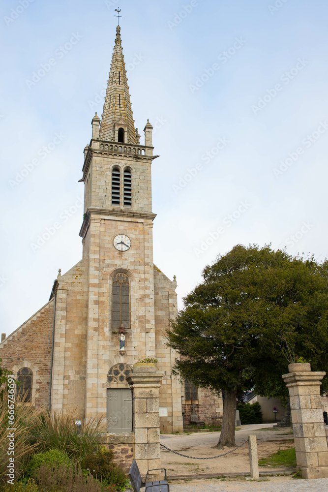 Church of St Samson Notre Dame de Beauport in Paimpol, Cotes-d'Armor, Brittany, France Vertical shot.