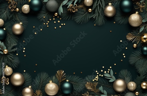 Decorations for Christmas tree. New Year background