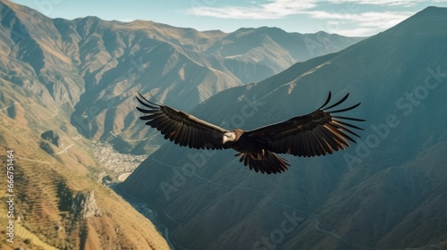 Majestic Andean Condor Soaring Over the Andes Mountains