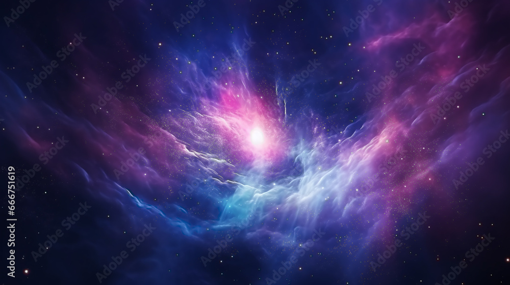 Obraz premium ascinating backgrund like cloud mountains with bright light in the middle as galaxy with gorgeaus endless cosmos landscapes with creations of nebulae and planets 