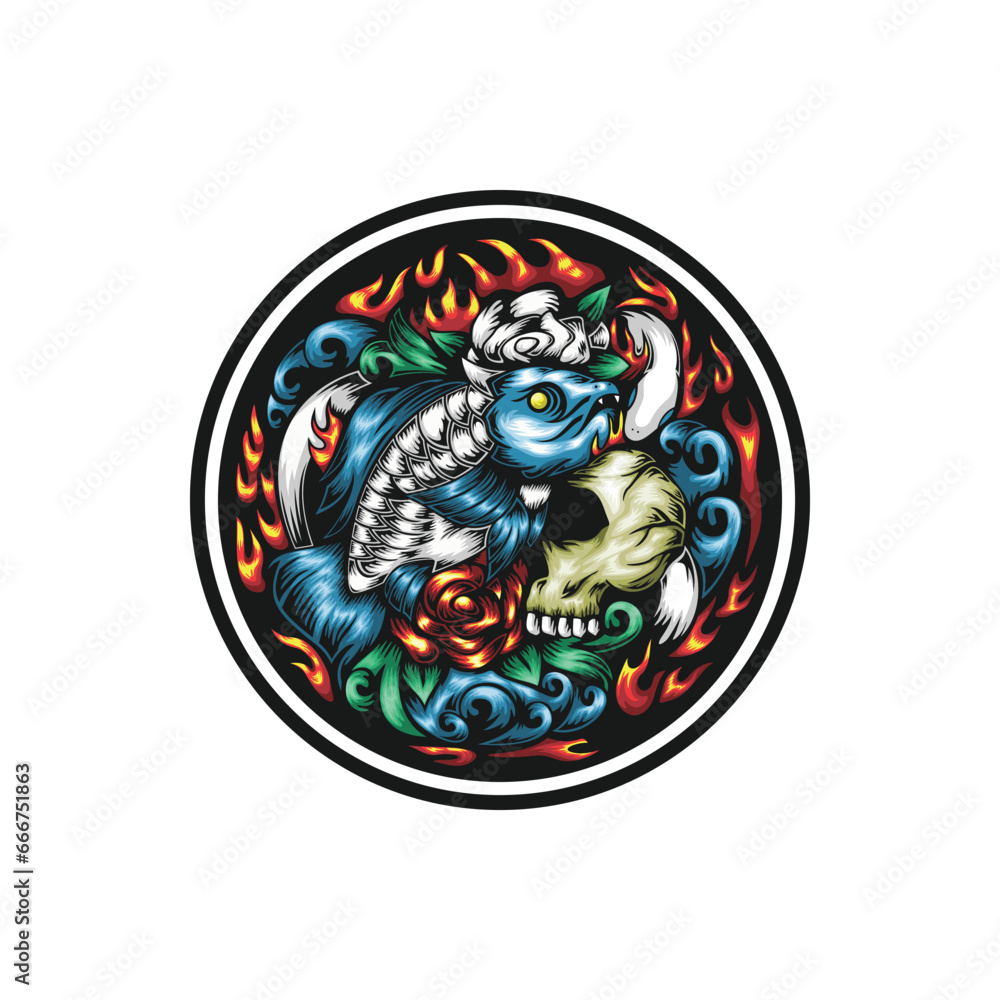 Illustration pisces with nature concept design Illustration pisces with nature concept design