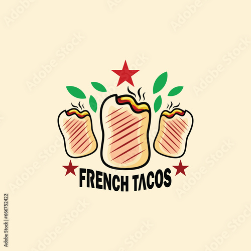 French tacos food logo design vector