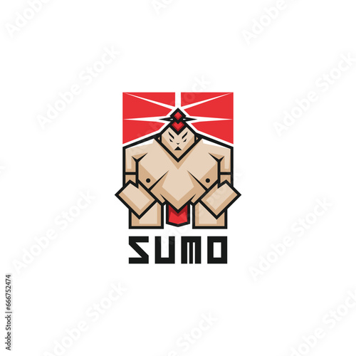 Cute sumo logo design vector