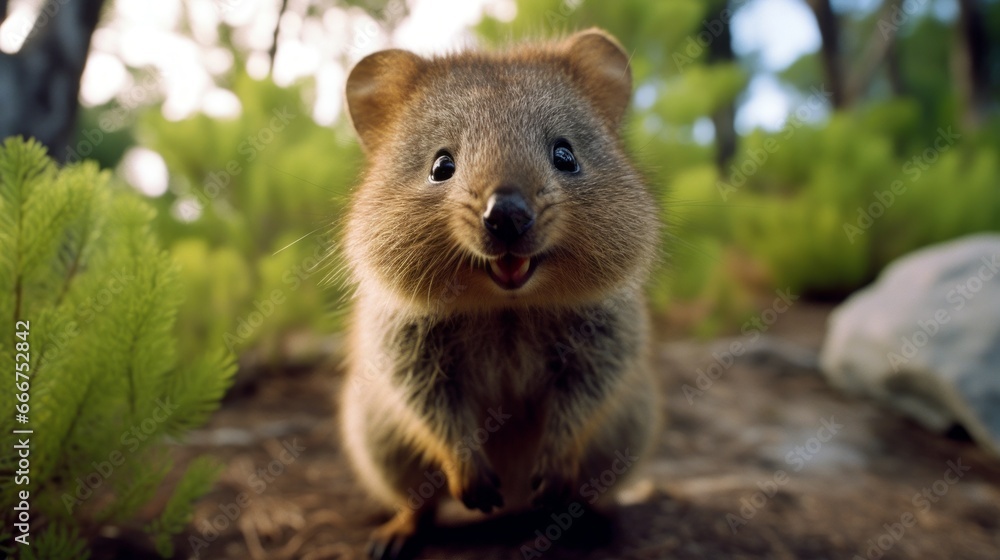 Quokka, the World's Happiest Animal, in Rottnest Island, Australia Quokka, the World's Happiest Animal, in Rottnest Island, Australia