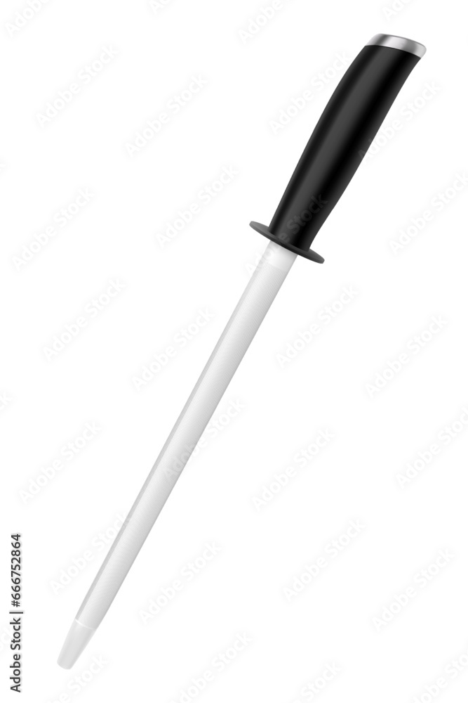 Knife sharpener with a black handle isolated over white background. realistic 3d vector illustration. mock up of kitchen utensils Knife sharpener with a black handle isolated over white background. realistic 3d vector illustration. mock up of kitchen utensils