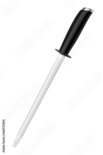 Knife sharpener with a black handle isolated over white background. realistic 3d vector illustration. mock up of kitchen utensils