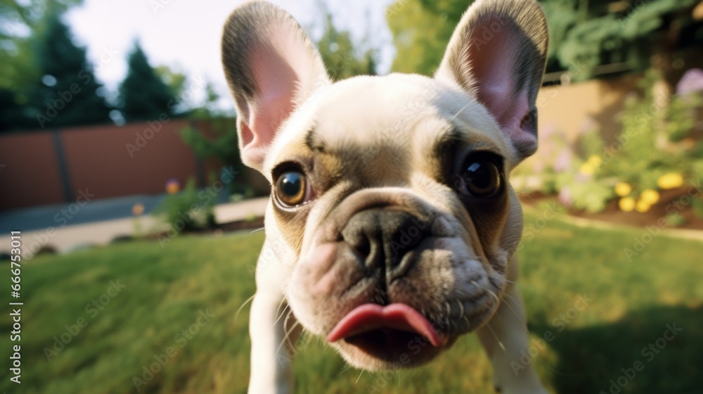 Playful French Bulldog Puppy with Expressive Eyes Playful French Bulldog Puppy with Expressive Eyes