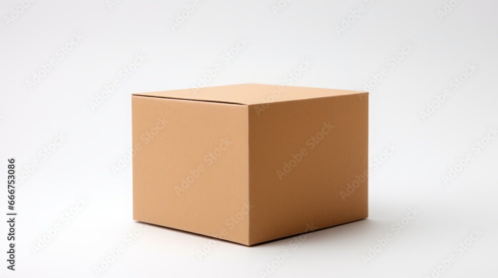 cardboard moving box on white background.