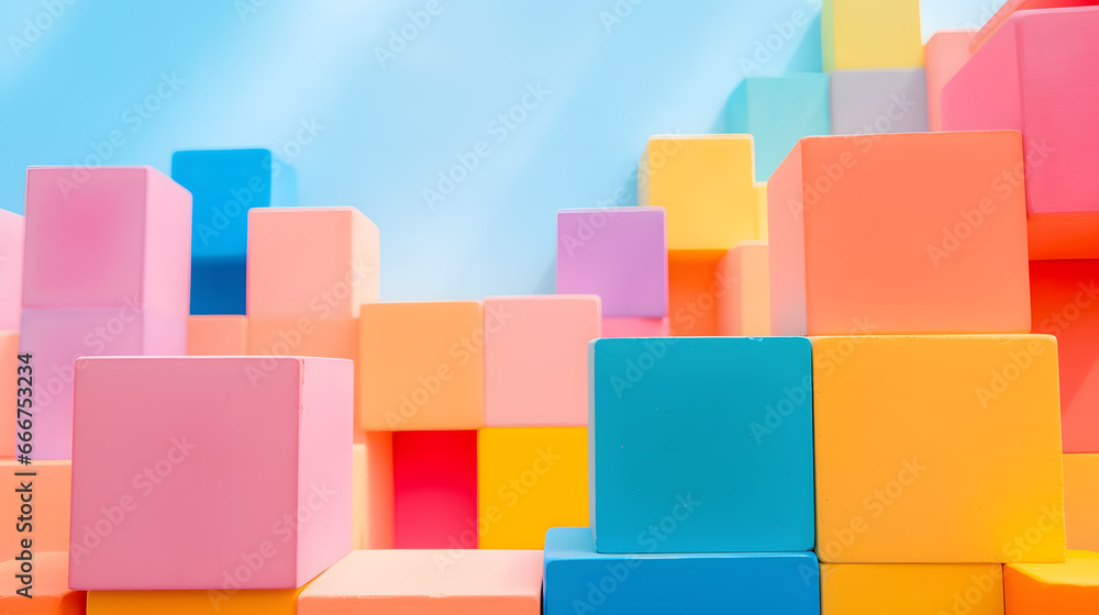 Colorful Geometric Blocks Abstract Background with Pastel Tones Colorful Geometric Blocks Abstract Background with Pastel Tones