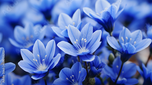 Vibrant Blue Flowers with Detailed Stamens and Petals.