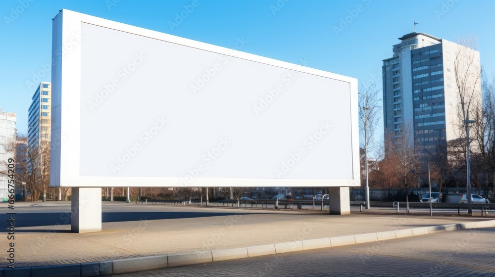 white empty advertising billboard on the street. white empty advertising billboard on the street.