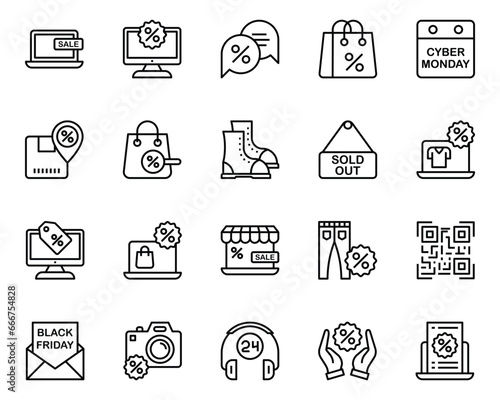 Outline icons set for Black Friday.