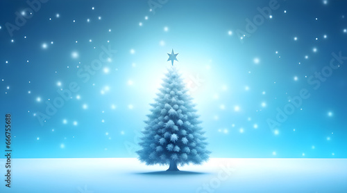 Christmas 3d design. New Year s composition with a Christmas tree  balls  snow and garlands. Winter poster with empty space for text. Ai.