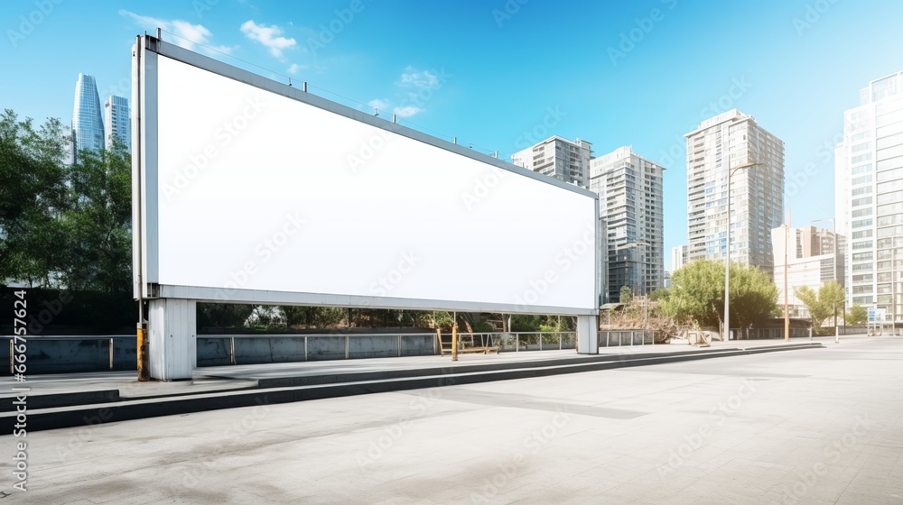 white empty advertising billboard on the street. white empty advertising billboard on the street.