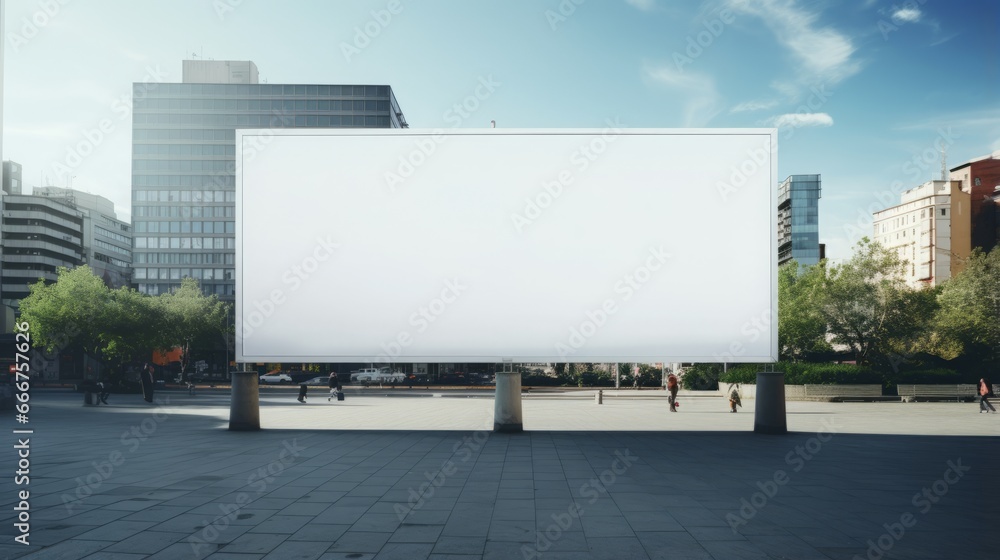white empty advertising billboard on the street. white empty advertising billboard on the street.
