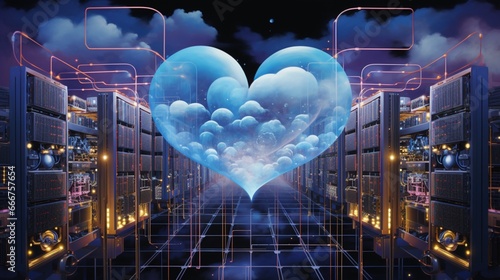 an elegant close-up of cloud infrastructure and data servers, symbolizing the heart of this transformative technology