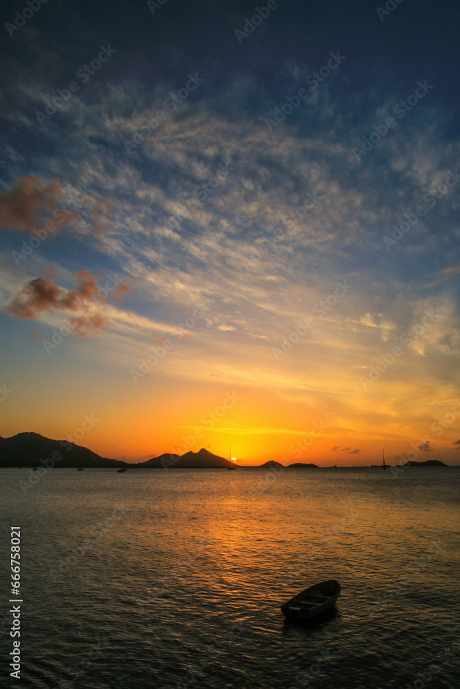 Sunset over Hillsborough Bay, Carriacou Island, Grenada