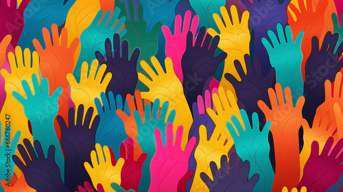 colorful hands background as symbol for teamwork
