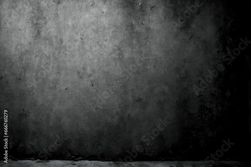 Dark room with concrete wall and floor  grunge background  black and white