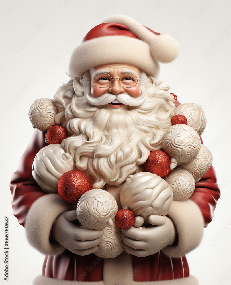 a 3d santa Claus with some gift boxs on transparent white background a 3d santa Claus with some gift boxs on transparent white background