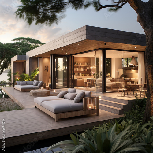 modern villa with a terrace for outdoor recreation © Daisy