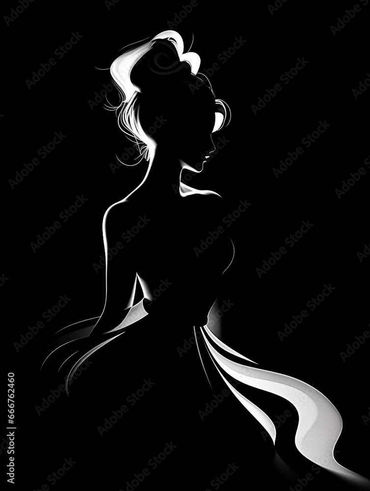 Mysterious Beauty: Silhouette of a Woman in the Dark