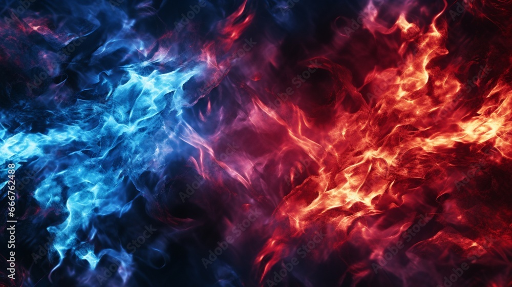 Fiery Fusion: Red and Blue Flames