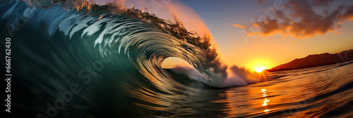 sunset over the sea wave