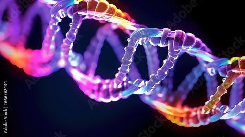Molecular structure of DNA. Concept of genetics, science and medicine. Design of genetics information. Illustration for banner, poster, cover, brochure or presentation.