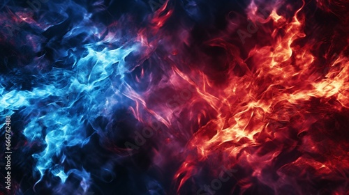 Fiery Fusion: Red and Blue Flames