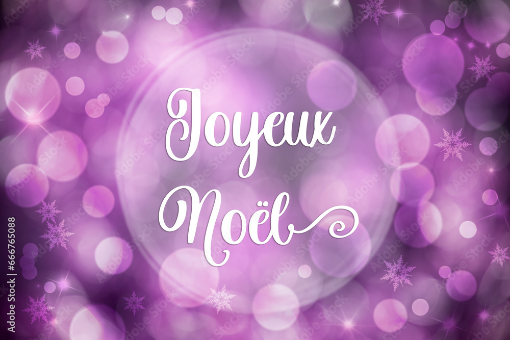 Purple Christmas Background, Shiny With French Text Joyeux Noel