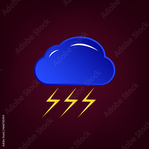 Beautiful weather icon - cloud, sun, snow, rain. Meteo icon, weather on a beautiful background with shadow.