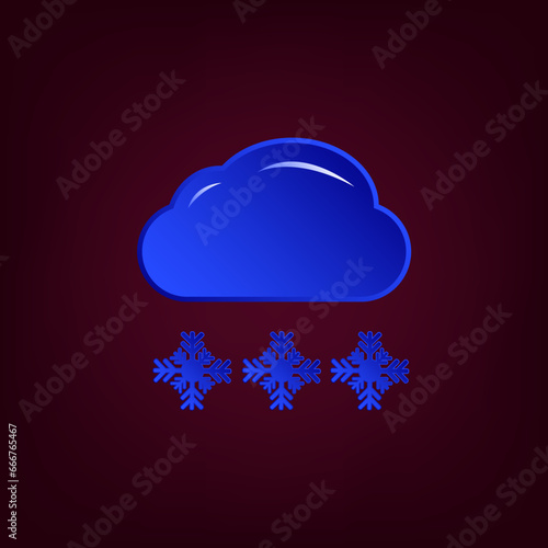 Beautiful weather icon - cloud, sun, snow, rain. Meteo icon, weather on a beautiful background with shadow.